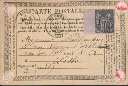 FRANCE : Carte Précurseur Datée Du 3/5/1878 à SAINT-OMER Et à LILLE - - Vorläufer