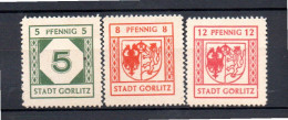 Gorlitz (Germany) 1945 Local Stamps "Spargummi" (Michel 5+ 7/8) Nice MNH - Ungebraucht
