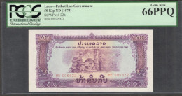 Lao Laos 50 Kip 1975 HE 006822 PCGS 66 PPQ - Laos