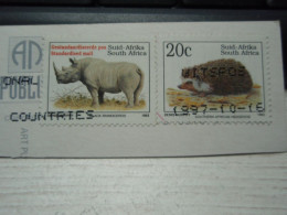 2 Timbres  Sud-Africain Black Rhinocéros & Southern African Hedgehog. - Gebruikt