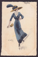 CPA Naillod Charles Art Nouveau Femme Girl Woman érotisme éros Circulé Mode Chapeau Skating Patins à Roulettes - Naillod