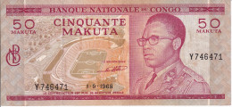 BILLETE DE EL CONGO DE 50 MAKUTA DEL AÑO 1968 (BANKNOTE) - Democratic Republic Of The Congo & Zaire