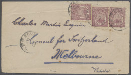 Cover Fiji: 1900, Letter From SUVA To Melbourne Bearing 1d X3 With Arrival Pmk On Back - Fidji (...-1970)