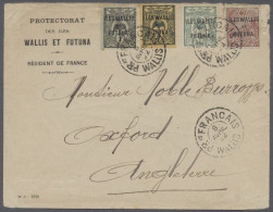 Cover Wallis+Futuna Islands: 1922, AP 8, Letter To England Franked Four Overprint Valu - Autres & Non Classés