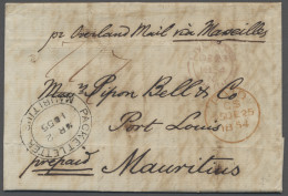 Cover Mauritius: 1855, EL From Liverpool (dated 1854, Dec 23) Via London, Ms. "per Ove - Maurice (...-1967)