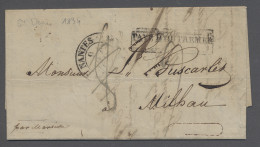 Cover Reunion: 1834, EL From St.Denis To Milhau In France Showing Entrance Cancellatio - Storia Postale