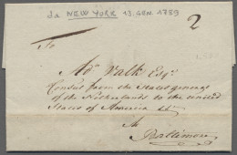 Cover United States Of America: 1789, Jan 12, EL From NEW YORK Addressed To The Dutch - …-1845 Prefilatelia