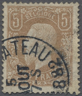 O Belgium: 1878, Leopold II., 5 Francs Gelbbraun Mit Klarem Teilstempel, Rs. Hinte - Usados