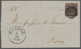 Cover Denmark: 1851, Freimarke 4 S. Braun Vollrandig Geschnitten, Entwertet Mit Nummer - Brieven En Documenten