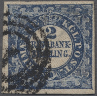 O Denmark: 1851, Freimarke 2 Skilling Blau Vollrandig Geschnitten, Entwertet Mit N - Gebruikt