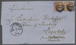 Cover/o Denmark: 1858, Freimarke 4 S. Orangebraun Im Senkrechtem Paar, Je Entwertet Mit - Covers & Documents