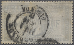 O France: 1869, Nepoleon Lauré, 5 Francs Graulila, Teilweise Gelblich Verfärbt, Zw - Used Stamps