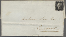 Cover Great Britain: 1841, Königin Victoria, 1 Penny Tiefschwarz, "L-C", Allseits Voll - Lettres & Documents