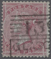 O Great Britain: 1855, Königin Victoria, Ohne Eckbuchstaben, 4 P. Dunkelrotkarmin, - Used Stamps