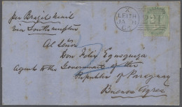 Cover Great Britain: 1863, Destination Paraguay! EL With 1s. Green From Leith Sent Per - Cartas & Documentos