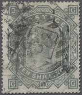 O Great Britain: 1878, Königin Victoria Im Großformat, 10 Sh. Dunkelgrüngrau, Etwa - Used Stamps