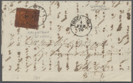 Cover Italian States - Papal State: 1870, Päpstliches Wappen, 10 Cmi. Schwarz Auf Rot - Papal States