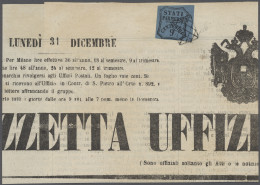 On Piece Old Italian States - Parma - Newspaper Stamps: 1855, Zeitungsstempelmarke, 9 C. - Parma