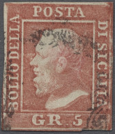 O Italian States - Sicily: 1859, "Ferdinand II." 5 Grana Karmin Vollrandig Geschni - Sicilië