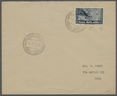 FDC Italy: 1934, Flugpost-Eilmarke 2 Lire Schwarzschiefer, EF Auf Brief Aus Neapel N - Other & Unclassified