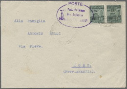 Cover Italy: 1945, Feldpostbrief, Frankiert Mit Zerstörte Denkmäler, Zweimal 25 Cmi. N - 1946-60: Marcophilia