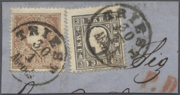 Briefstück Österreich: 1858, "Franz Joseph" 3 Kr. Schwarz In Type Ib Und 10 Kr. Braun In Ty - Covers & Documents