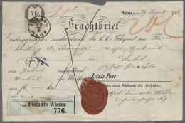 Brf./GA Österreich: 1866, Vorgedruckter "Frachtbrief" Mit 5 Kr. Steuermarke Mit Poststem - Covers & Documents