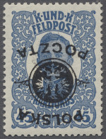 ** Poland: 1918, österreichische Feldpostmarke 45 H. Blau Mit Kopfstehendem Aufdruc - Unused Stamps