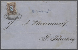 Cover Russia: 1858, Staatswappen, Posthörner Ohne Blitze, 10 K. Siena / Hellblau Auf D - Storia Postale