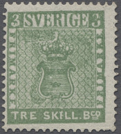 (*) Sweden: 1855, 3sk Green Reprint Of 1868 Without Gum Fresh And Fine, Mi.cat. 400 - Neufs