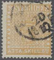 O Sweden: 1855, 8sk Orange Very Fine Used, Signed Strandell, Mi. 700 Euros ÷ 1855, - Gebraucht