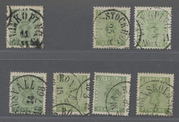 O Sweden: 1858, 5 Oere, 10 Choice Copies Showing Many Different Colour Shades Incl - Usados