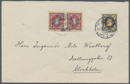 Cover Sweden: 1916, Bi-coloured Numeral Type, 4 Oere Horizontal Pair IMPERFORATE Plus - Brieven En Documenten