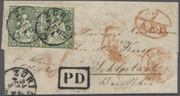 Brf. Schweiz: 1861, Strubel, Berner Druck, Letzte Druckperiode, 40 Rp. Gelblichgrün B - Cartas & Documentos