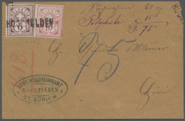 Brf. Schweiz: 1883, Kreuz über Wertschild Auf Weißem Papier, 5 C. Lilabraun Und 10 C. - Lettres & Documents