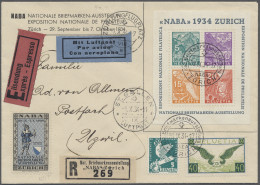 Brf. Schweiz: 1934, Nationale Briefmarkenausstellung, Block Mit Zus.-Frankatur, U.a. - Cartas & Documentos