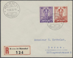 Brf. Schweiz: 1936, Pro Patria, Blockmarken 10+5 C. Und 20+10 C. Zusammenhängend Als - Cartas & Documentos