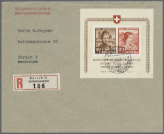 Brf. Schweiz: 1941, Pro Juventute, Block Als Portogerechte Frankatur Auf Orts-R-Brief - Briefe U. Dokumente