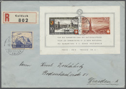 Brf. Schweiz: 1942, Pro Patria, Block Mit Zus.-Frankatur Flugpost, 30 Rp. Auf Portoge - Covers & Documents