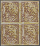 */**/block Of Four Spain: 1874, Allegorie Der Gerechtigkeit, 25 C. Auf Dünnem Papier, Braun Im Unge - Neufs