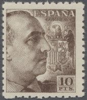 ** Spain: 1940, Freimarken, General Franco Vor Staatswappen, 10 Pta. Rotbraun, Währ - Nuevos