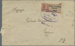 Cover Hungary: 1919, Harvester/Magyar Posta 5f. Green (3), 10f. Rose (two Pairs) In Co - Debreczin