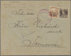 Cover Hungary: 1919, 10f. On 2f. Ocre, Black Overprint, In Combination With Hungary 20 - Temesvár