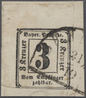 Briefstück Bayern - Portomarken: 1862, Portomarke 3 Kr. Schwarz Aus Der Linken Oberen Bogen - Sonstige & Ohne Zuordnung