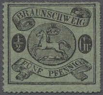 * Braunschweig - Marken Und Briefe: 1861, Freimarke 1/2 Gr./5 Pf. Schwarz Auf Lebh - Brunswick