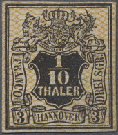 * Hannover - Marken Und Briefe: 1856ff., Wappen, 1/10 Thaler Schwarz Mit Orangegel - Hanover
