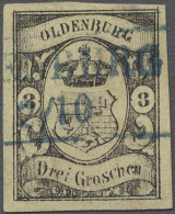 O Oldenburg - Marken Und Briefe: 1859, Staatswappen, 3 Gr. Schwarz Auf Lebhaftgrau - Oldenbourg