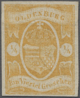 * Oldenburg - Marken Und Briefe: 1861, Staatswappen, 1/4 Gr. Gelborange, Farbfrisc - Oldenburg