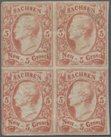 */Viererblock Sachsen - Marken Und Briefe: 1856, 5 Ngr. Ziegelrot Ungebraucht Als Viererblock. - Saxe