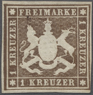 (*) Württemberg - Marken Und Briefe: 1859, Freimarke 1 Kreuzer Braun, Auf Papier Ohn - Otros & Sin Clasificación